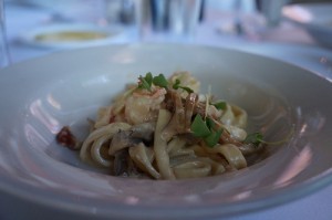 Why yes, that is fettucini with lobster, wild mushrooms, scallions, basil microgreens and creme fraiche a la Grapevine!. c. Salem Food Tours