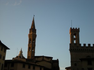 The tower of Bargello on the right is one of the most noticeable features of the Florence skyline